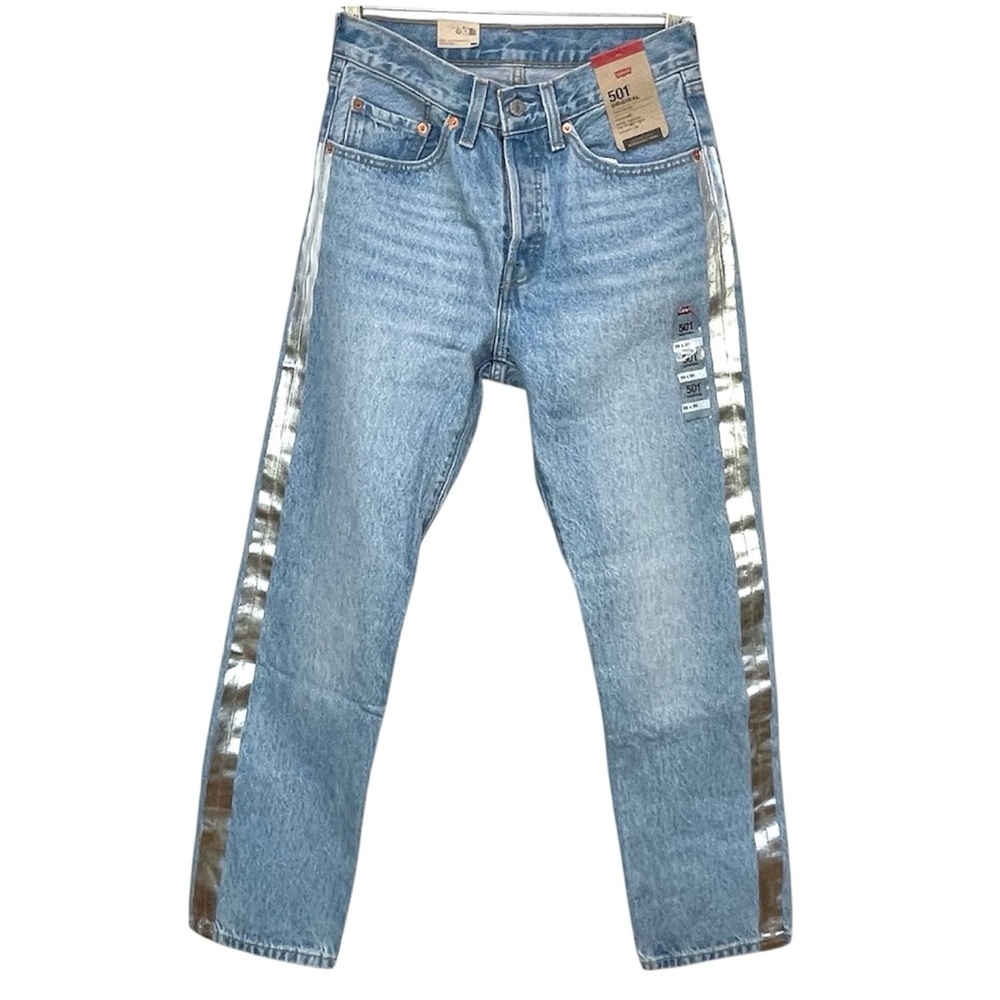 Levi's 501 Jeans Womens 26x30 High Rise‎ Button Fly Stripe NWT Light Wash